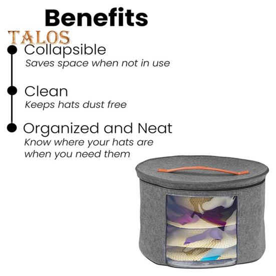 Hat Storage Bucket Organizer Transparent Design Zipper Closure Large Capacity Cowboy Hat Organizer Case with Handle