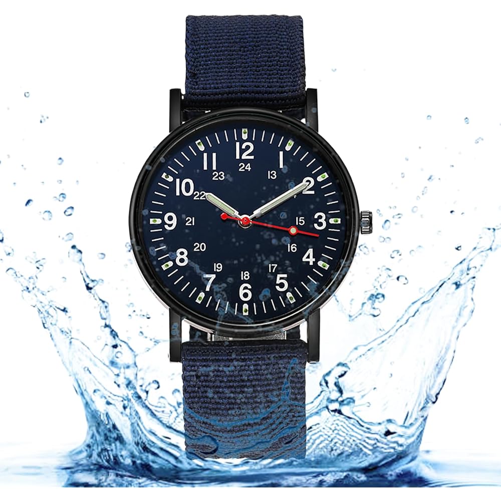 Canvas Casual Analog Sports Watch Unisex Military Style Waterproof Slip-through Strap