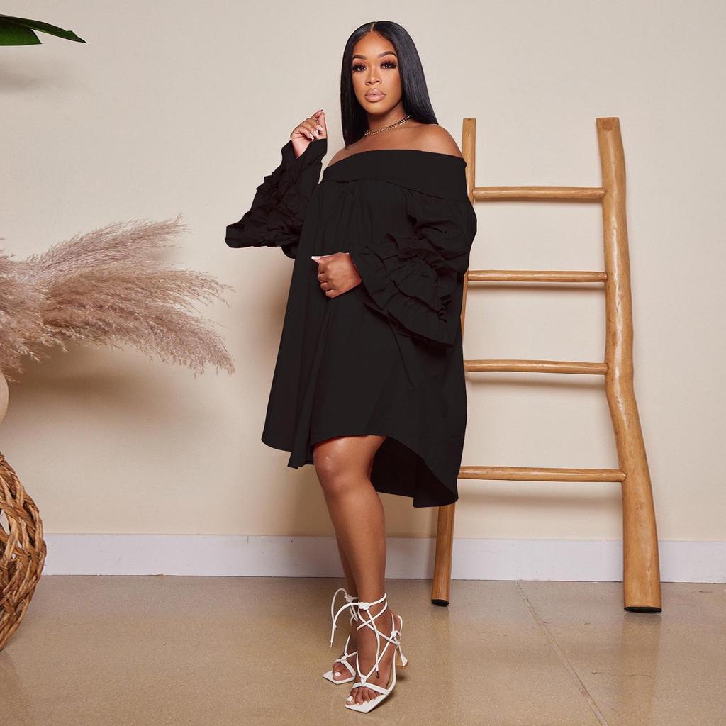 European & American Off-Shoulder Slim Fit Dress