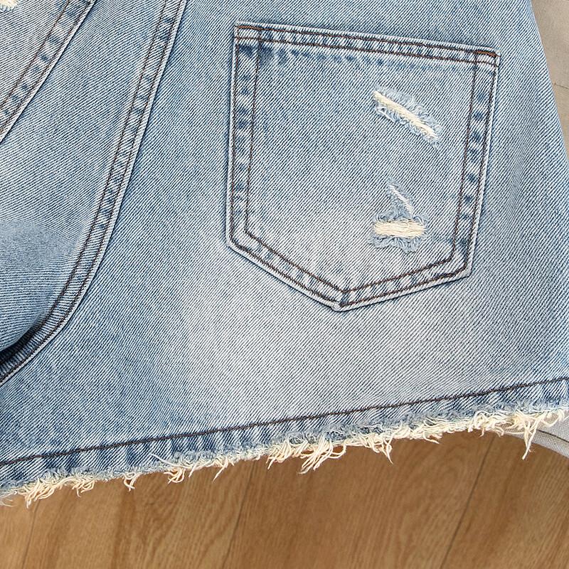 Women's High Waist Distressed Denim Shorts