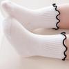 1 Pair Baby Girls Scallop Top Socks Spring Autumn Mid-Calf Princess Socks Sweat-absorbent Cute Cotton Socks for Toddlers