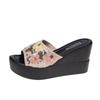 Large Size Wedge Heel Slippers Women Embroidered High Heel Platform Slippers Women