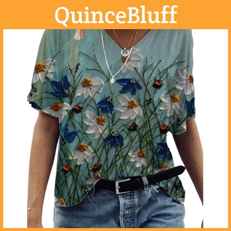 Womens Vneck 3d T Shirts Art Print Tops Loose Short Sleeve Tees Summer Streetwear Fashion Casual Oversized Female Clothing