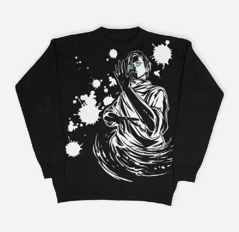 Hip-hop Street Gothic Wool Retro Pullover Sweater  Knitted Sweater  Women's Y2K Harajuku Punk Style Spring Sweater