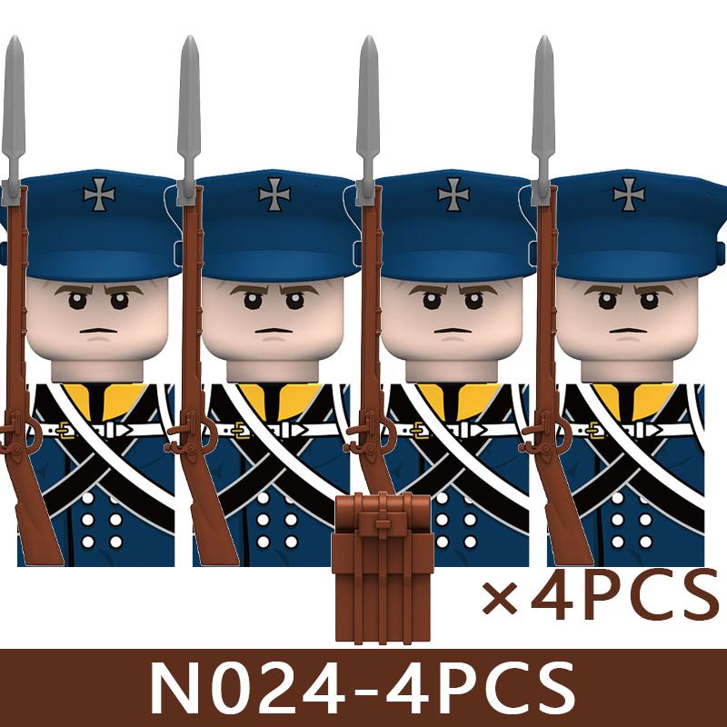 4pcs Medieval Castle Knight Building Blocks MIlitary Napoleon Soldier Figures War Army Legion Accessories Imperial Navy Bricks Toys
