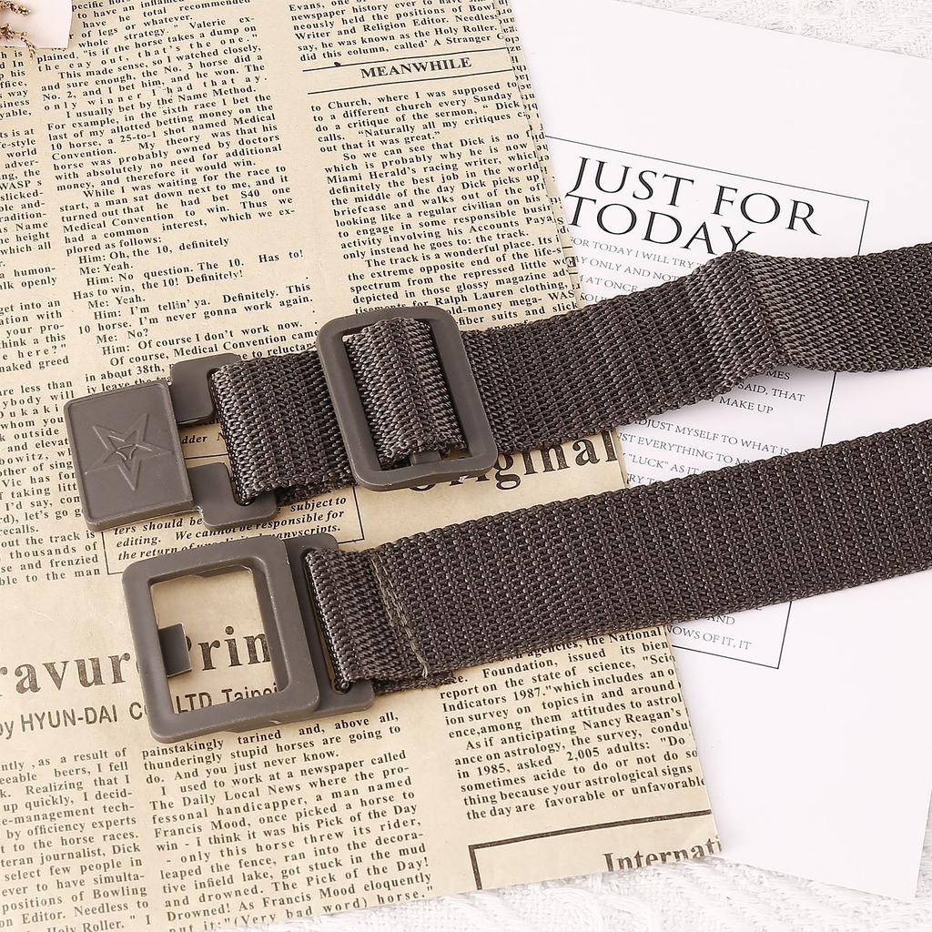 Plastic Buckle Nylon Woven Tactical Belt Outdoor Quick-Drying Canvas Unisex Star Logo Belt