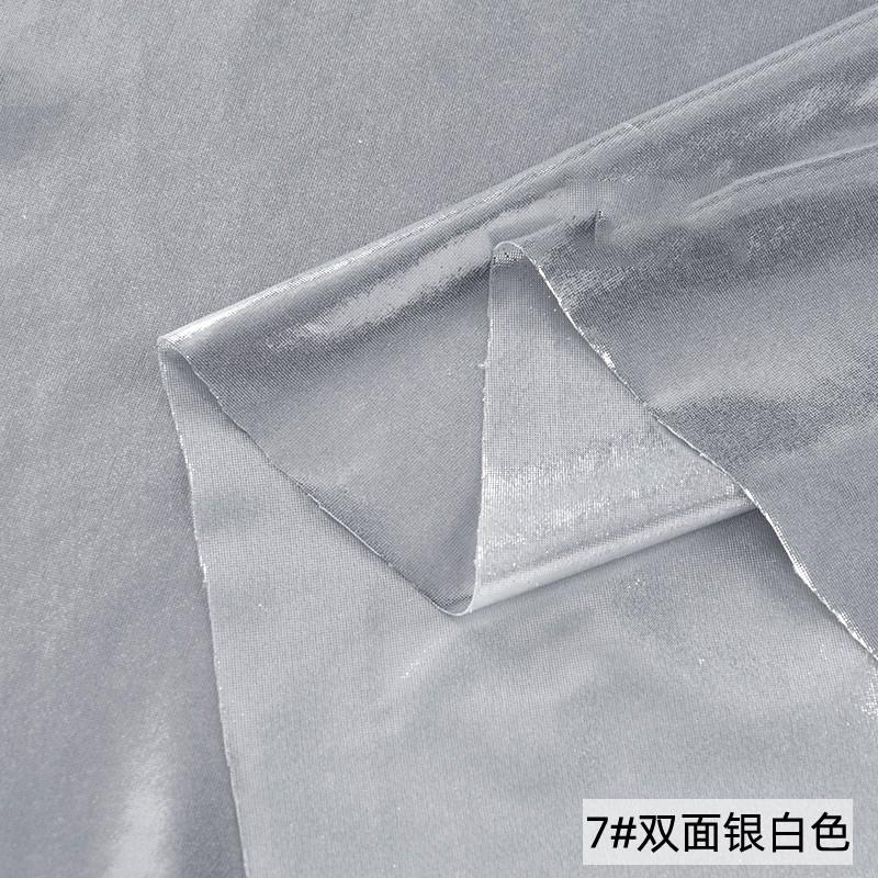 Double-sided Gold-stamped Fake Leather Fabric Iridescent Shiny Stretch Bronzing Fabric Laser Fabric for Dress,Costume,Backdrop