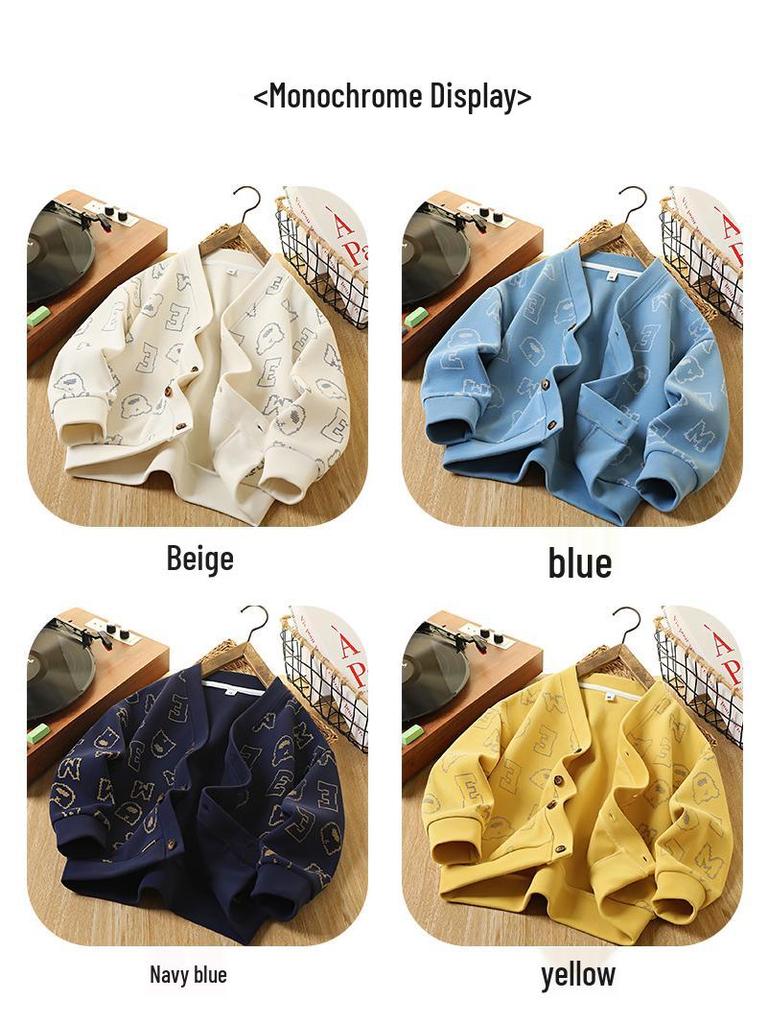 Boys' Autumn Knit Printed Jacket - Casual Outerwear for Kids