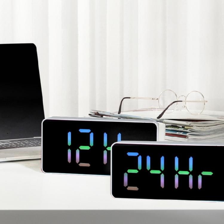 Makeup Mirror Clock RGB Color LED Voice Alarm Timer 5-min Snooze and Auto Dimmer