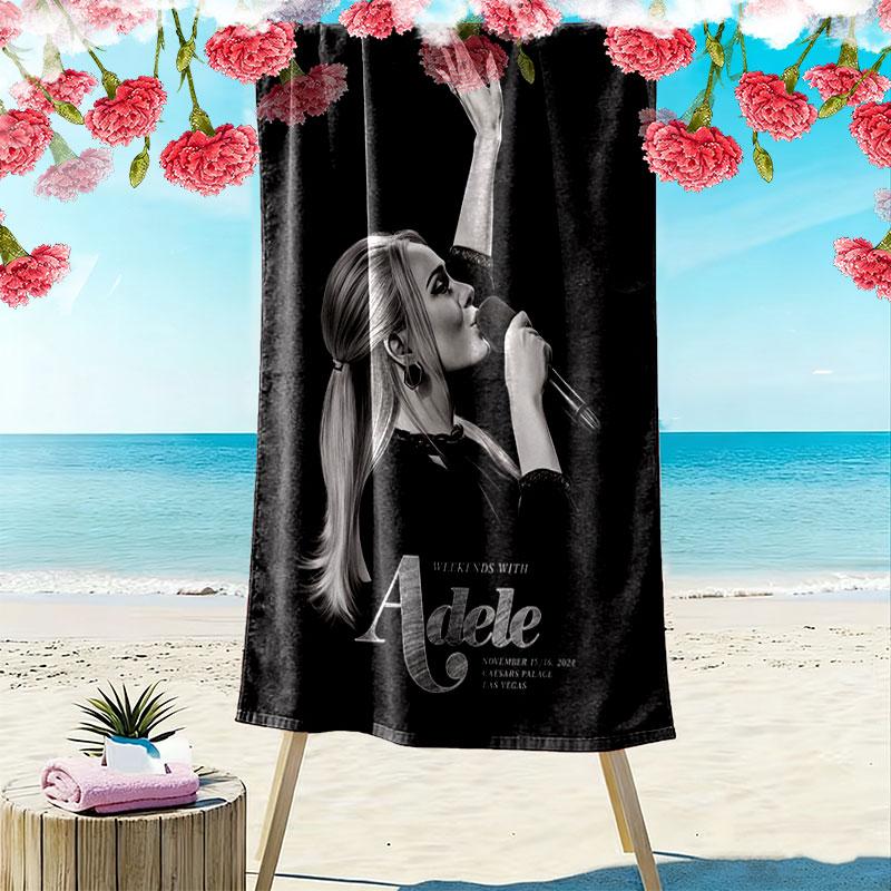 Soulful Adele Print Beach Towel, Large Soft Quick Dry Towel for Beach Camping Swimming