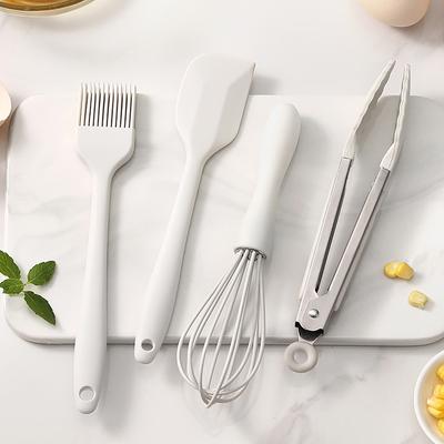Weißes antihaftbeschichtetes Silikon-Küchengeschirr, Lebensmittelclip, Schaber, Ölpinsel, Schneebesen, Kochgeschirr-Utensilien-Set, hitzebeständig, Party-Küchenhelfer