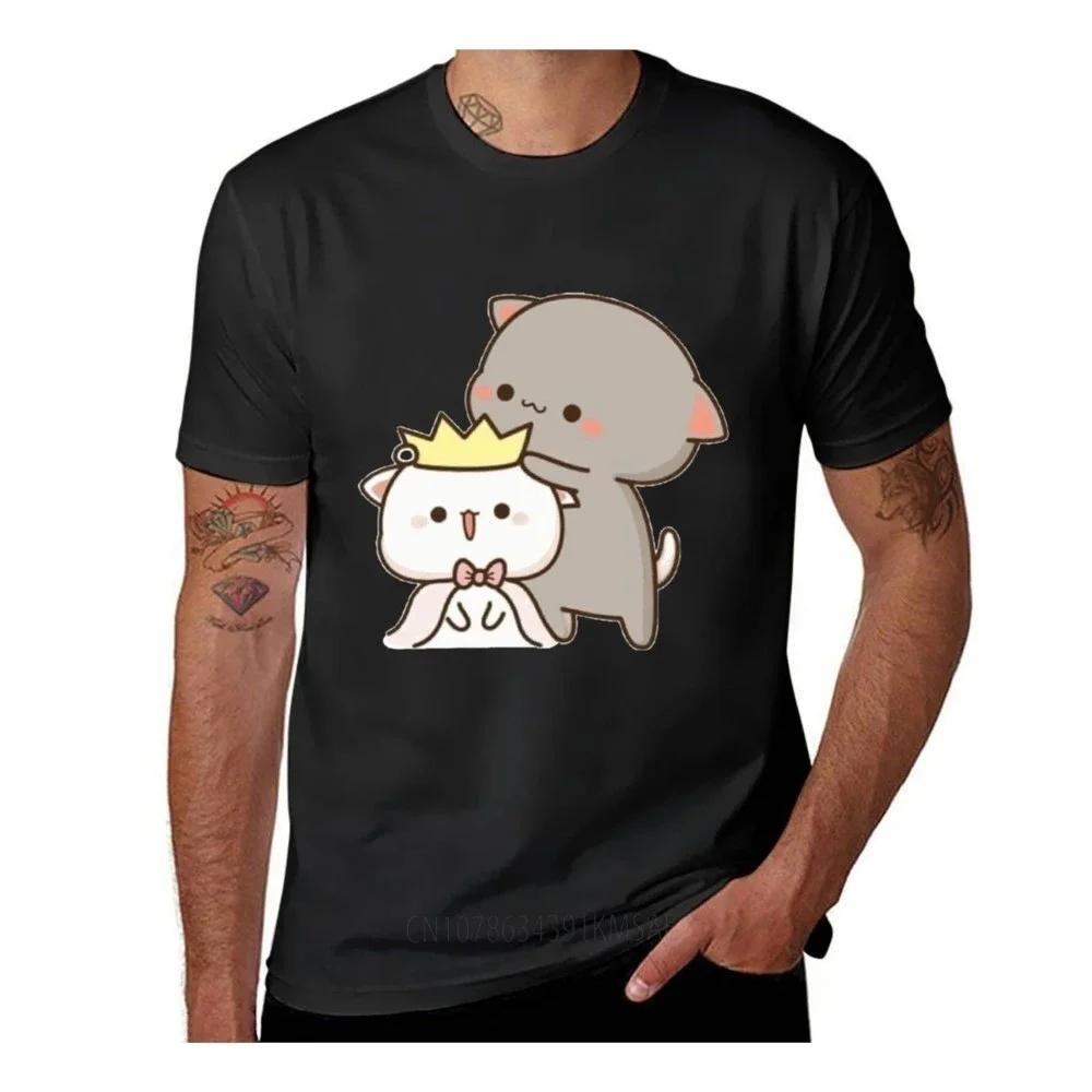 Peach And Goma Mochi Cat Mochi Milk Couple T Shirts For Unisex Unisex Novelty Tshirt O Neck Tee Shirt Short Sleeve Tops
