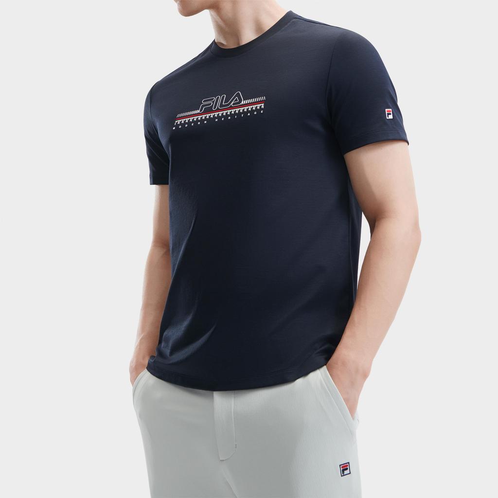 FILA T Shirts Men's Legend Blue Crew Neck Moderate Straight Fit F11M421105FNV