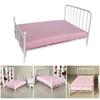 Iron Frame Dollhouse Bed Bedroom Scene Mini Bed Model Miniature Doll Bed Furniture  DIY Toy