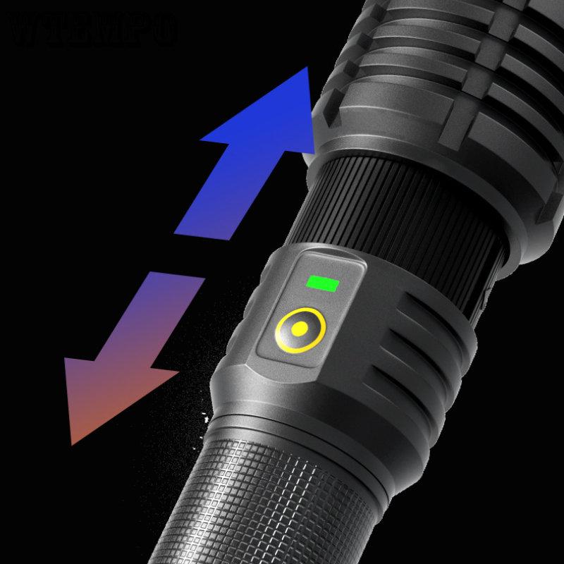 XHP70 Blendtaschenlampe USB-Aufladung mit Ausgang Zoom-Taschenlampe Blendung P70 Taschenlampe