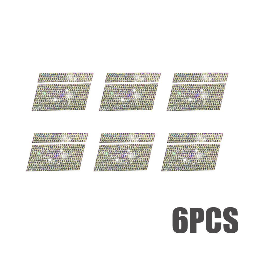 6Pcs Reflective Car Wheel Rim Rhinestone Stickers Mark Stripe Racing Wheel Hub Decals for Size 18" - 21" Decorative Sticker