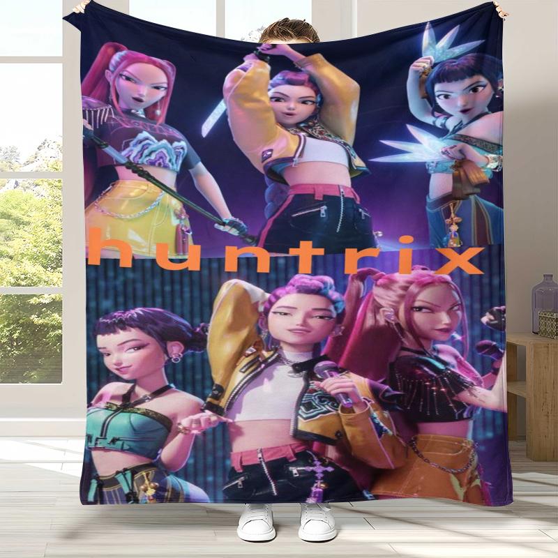 

K-Pop Demon Hunters Golden Saja Boys Flannel Blanket,Ultra Soft Warm Plush Throw for Home Bedroom Bed Sofa Cover Office picnic 75x90cm