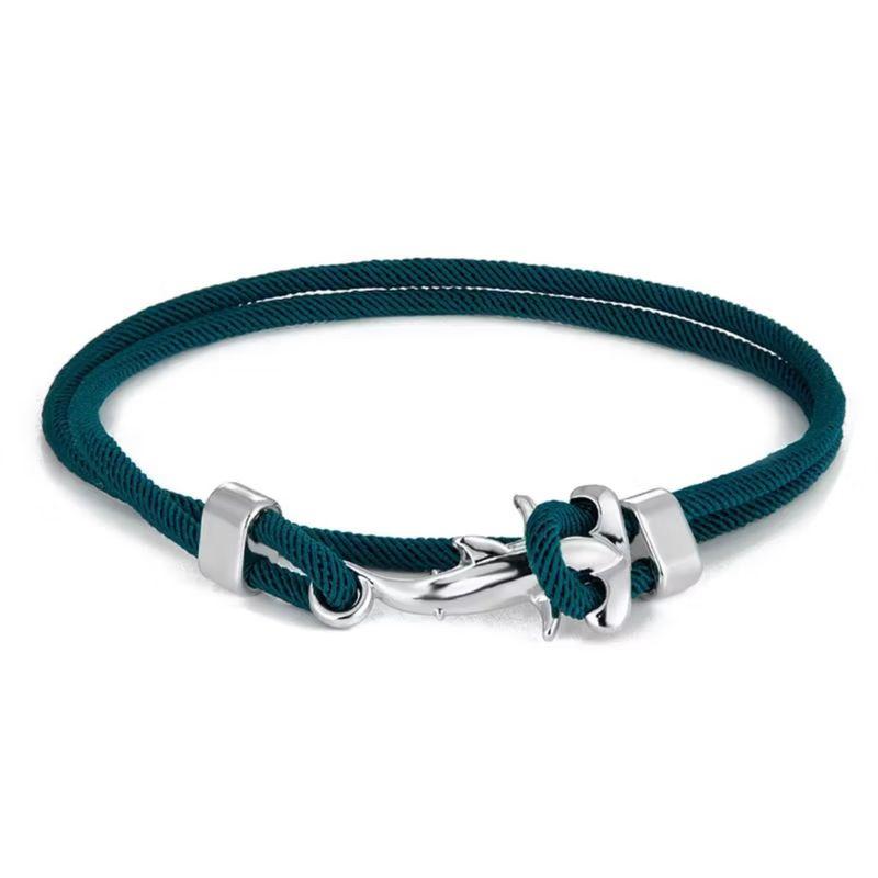 

Браслет Акула Мужской Плетеный Ремешок Регулируемый Браслет Женский Всепогодный ПАРНЫЙ Модный Персонализированный Спортивный Blue Hammerhead Shark Silver