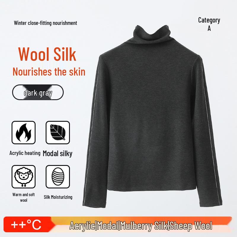 

Women s Light Luxury Wool Turtleneck: Autumn/Winter Slimming Color Block Long Sleeve Top XL (60~70 kg)