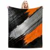 Abstract Brushstroke Pattern Blanket In Black, Grey, and Orange Design Blanket, Suitable for Use In the Bedroom, Living Room, On the Sofa