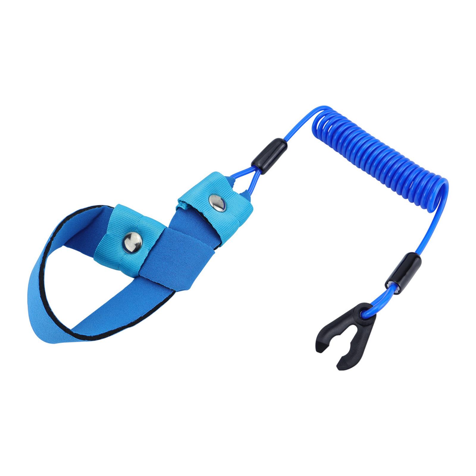 

High Strength Boat Marine Outboard Engine Cord Tether Lanyard Flexible Safe Stop Switch Key Rope With Rotation Snap Hook синий