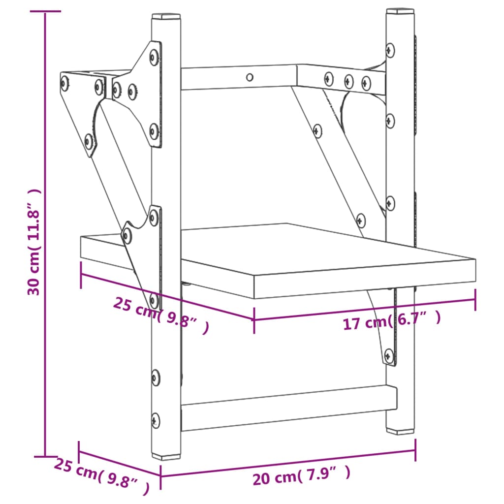 Wall Shelves with Bars 2 pcs Grey Sonoma 20 x 25 x 30 cm