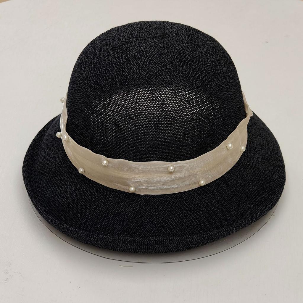 Hepburn style French sunscreen breathable straw hat women summer streamer bucket hat outdoor outing big brim