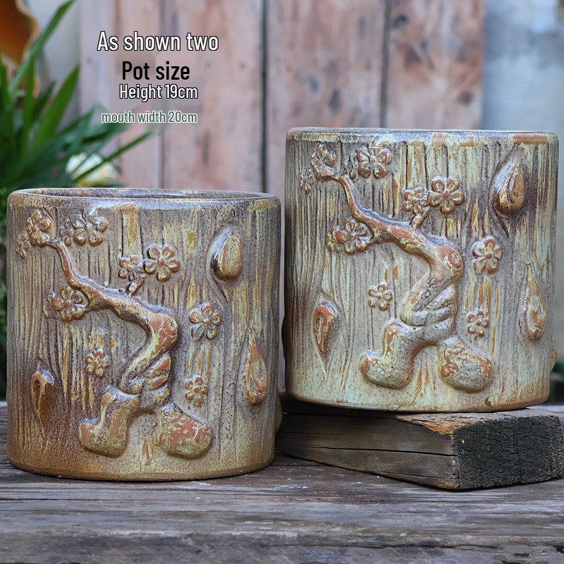 Large Retro Square Ceramic Succulent and Orchid Pot