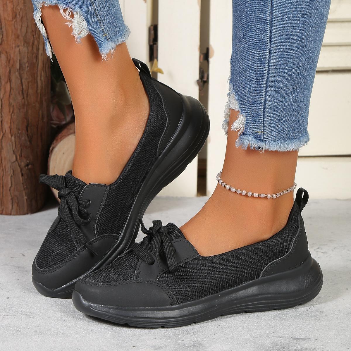 

Четыре сезона Повседневная спортивная обувь Ленивая обувь Модная обувь для мамы Низкий верх Плоская обувь для ходьбы 43 чёрный