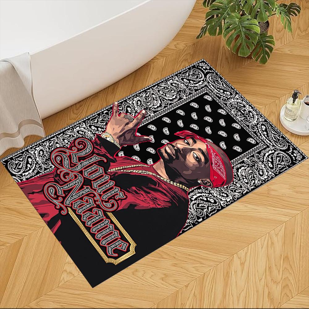 2pac Customized Name Area Rug Design for Hallway Study Room Decorate Room Bedrooms Anti-slip Rug Anime Office Decor Best for Christmas