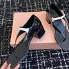 The Same Style Of Flip-Flops For The Mu Family Show The 2025 Women'S Square-Toed Thick-Heeled One-Button Mary Jane Shoes