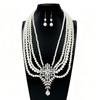 Elegant French Alloy and Glass Pearl Necklace & Earring Set for Weddings, Parties, and Birthdays