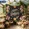 Party Backdrop Happy Birthday Birthday Stars Silver Photo Booth Background Front Door Decor