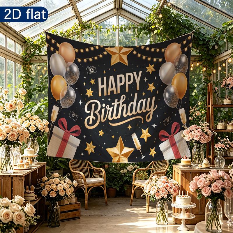 Party Backdrop Happy Birthday Birthday Stars Silver Photo Booth Background Front Door Decor