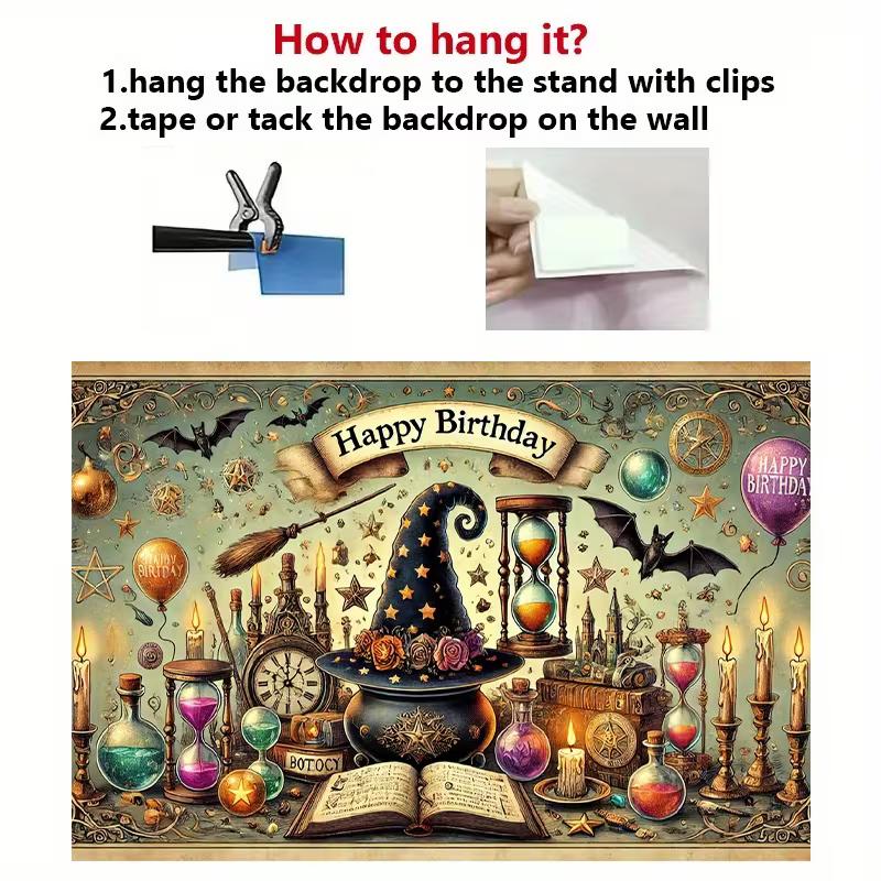 2D Vintage Magischer Trank Alles Gute zum Geburtstag Wandteppich Kulisse für Party
