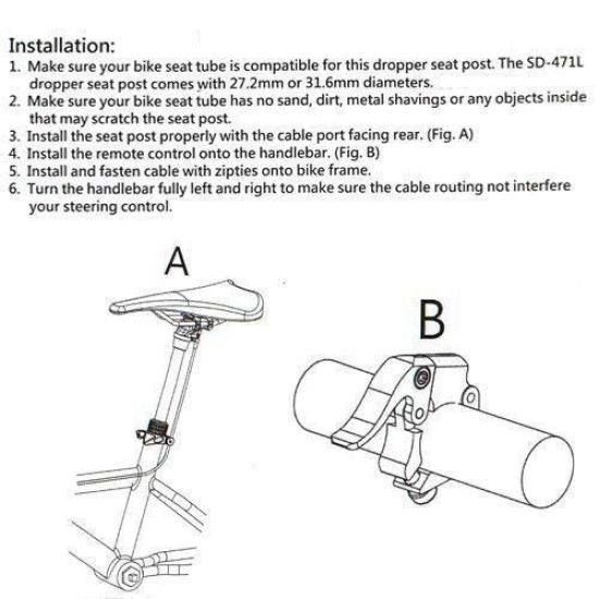 TMARS 471L Mechanical Drop Seatpost w/Remote, 31.6x440mm, 3-stage #ST1437