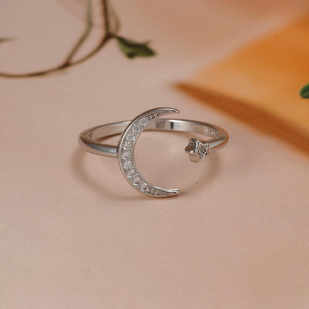 New Stainless Steel Star Moon Adjustable Rings For Women Wedding Finger Trendy Jewelry Adjustable Antique Rings Anillos