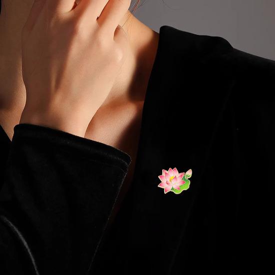 Flower Gods Brooch, Metal Pin Badge with UV Printed, Peony Plum Blossom Design Lapel Pin for Hanfu And Chinese Style Wear