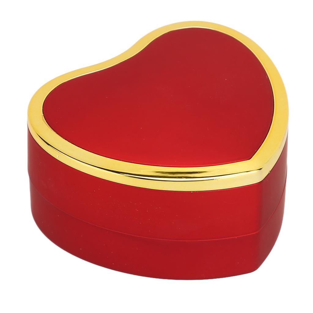 Heart Shaped Ring Box Elegant Stylish Jewelry Display Gift Box with LED Light for Engagement WeddingRed