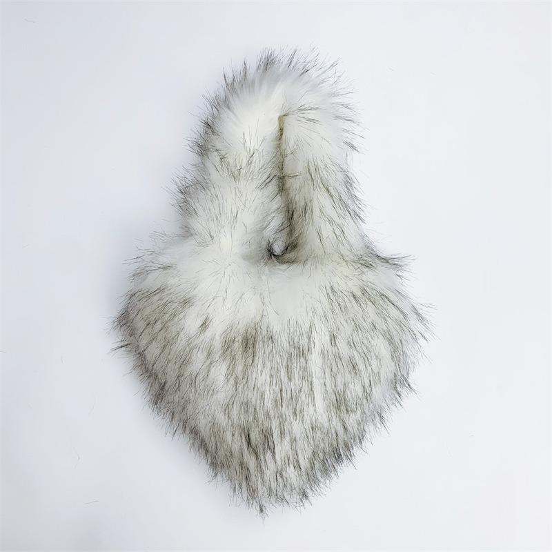 Popolari Nuove Popolari a Forma di Cuore Morbide Borse a Tracolla da Donna Adorabili Pelliccia Finta Morbido Peluche Borsa Tote Invernale Trendy Chic Borsa a Spalla Singola Pochette Borse