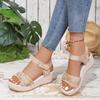Women Plus Size Platform Sandals Summer New Buckle Strap Fish Mouth Wedge Heel Casual Sandals
