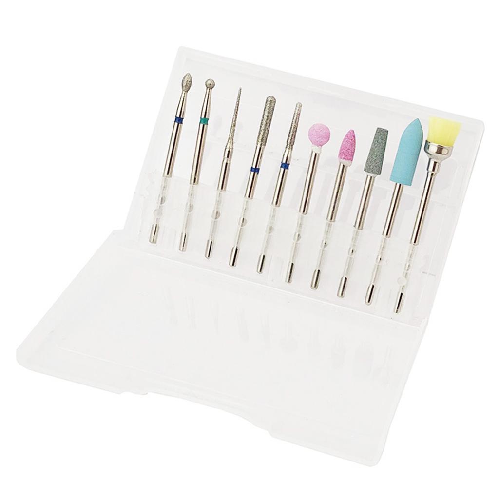 10pcs Nail Drill Bit Set Portable Home Salon Emery Cuticle Remover Bits for Nail Artist Beginner Zh2