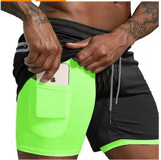 Men's Multi-Pocket Double-Layer Running Shorts for Outdoor Sports