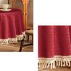 Wipe Cleaning Dining Table Protectors Jacquard Pattern Tassels Accent Sturdy Polyester Home Decoration