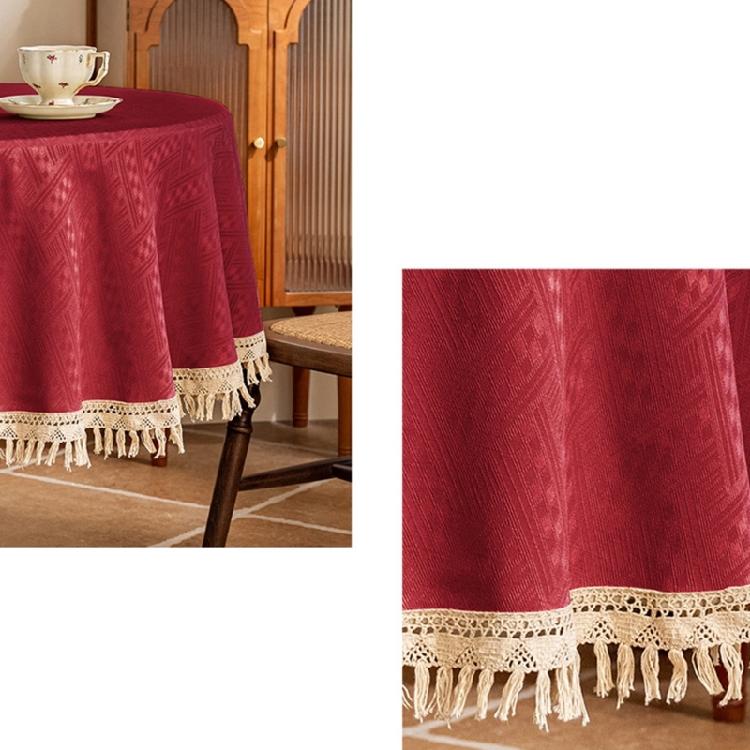 Wipe Cleaning Dining Table Protectors Jacquard Pattern Tassels Accent Sturdy Polyester Home Decoration