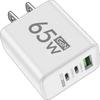 65W USB GaN Charger 3 in 1 PD Type C Fast Charging Mobile Phone Power Adapter for IPhone 15 Xiaomi Samsung Oneplus EU/US/KR Plug