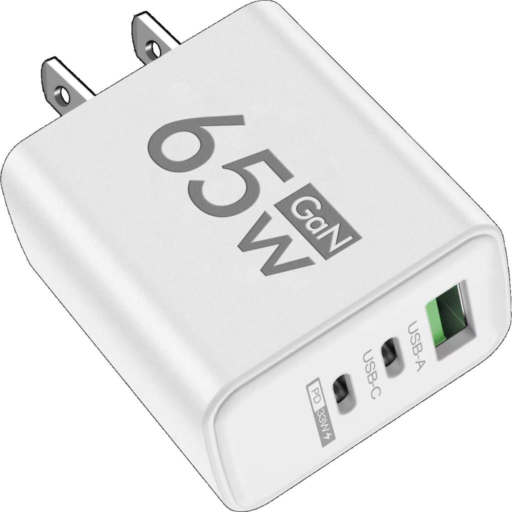 65W USB GaN Charger 3 in 1 PD Type C Fast Charging Mobile Phone Power Adapter for IPhone 15 Xiaomi Samsung Oneplus EU/US/KR Plug