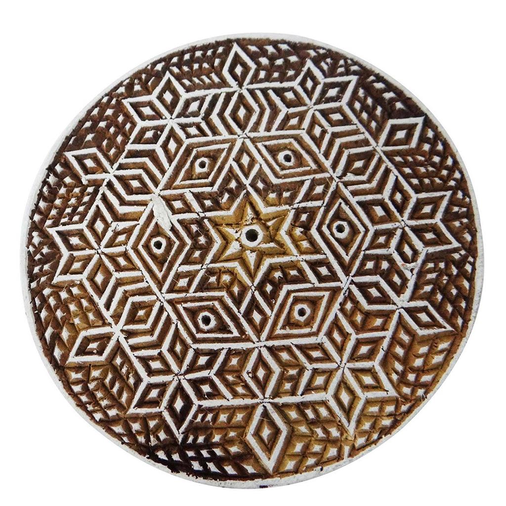 IBA Indianbeautifulart Fabric Printing Wooden Block Round Shape Floral Pattern Designer Textile
