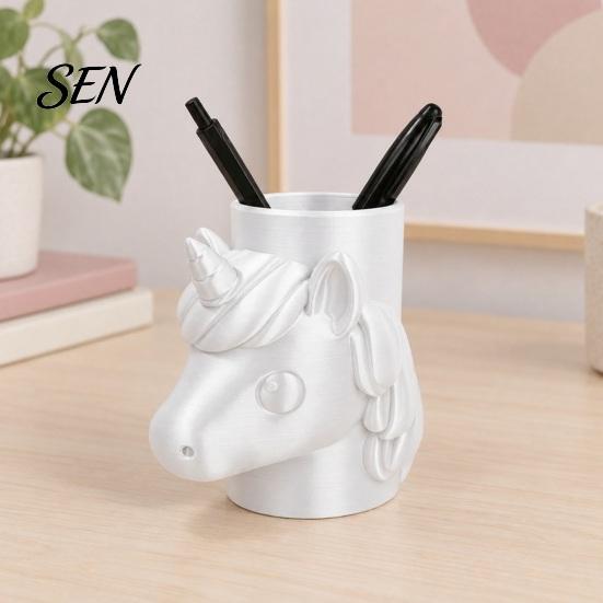 Student Desk Organizer for Girls 3D Printed Unicorn Pen Holder, Large Capacity Desktop Pencils Paintbrushes Fun Stationery Holder School and