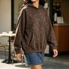 Women S Vintage Leopard Print Loose Fit Hooded Sweatshirt